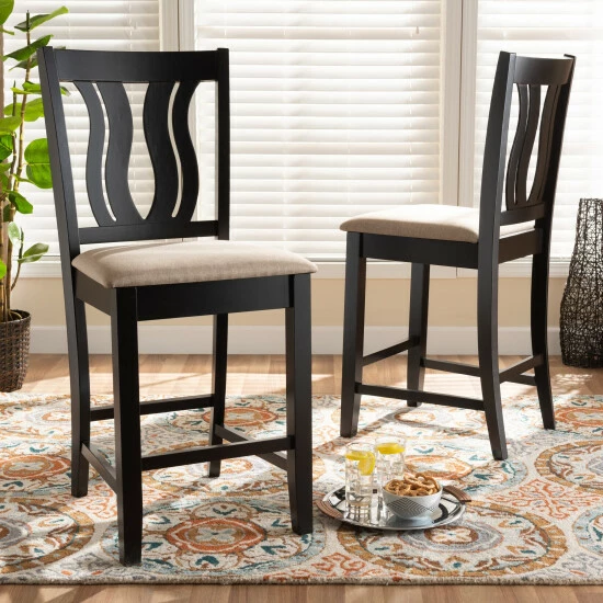 Outlet 🛒 Baxton Studio Fenton Modern And Contemporary Transitional 2-Piece Counter Stool Set 🎉 - Image 7