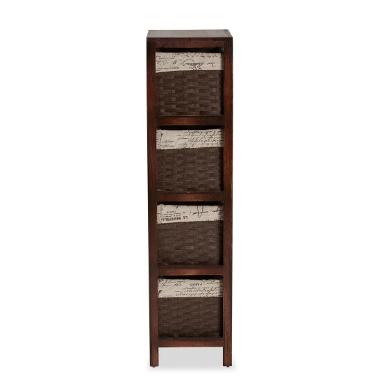 Deals ๐งจ Baxton Studio Bosley French Inspired Wood 4-Willow Basket Storage Unit-Walnut Brown ๐ - Image 5