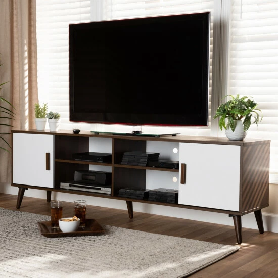 Budget ๐งจ Baxton Studio Quinn Mid-Century Modern 2-Door TV Stand ๐