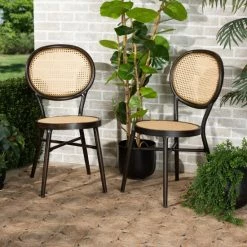 Best reviews of 🌟 Baxton Studio Thalia Mid-Century Synthetic Rattan Outdoor Dining Chair Set(2PC) ✔️