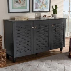 Best Sale 🤩 Baxton Studio Contemporary Dark Grey 12-pair 👟 Shoe Storage Cabinet 😍