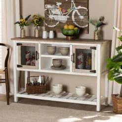 Best reviews of 🔔 Baxton Studio Deacon Two-Tone White And Oak Brown Wood 2-Door Sideboard Buffet ✔️