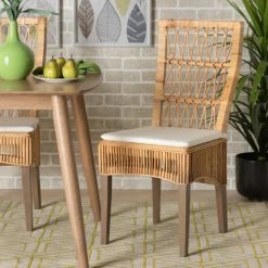 Best Sale ๐ฏ Baxton Studio Sullivan Modern Bohemian Natural Brown Rattan 2-Piece Dining Chair Set โ