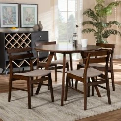 Best Pirce โ Baxton Studio Eiko Mid-Century Modern Transitional 5-Piece Dining Set Light Beige ๐