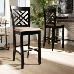Hot Sale ✨ Baxton Studio Jason Modern And Contemporary 2-Piece Bar Stool Set Grey/walnut ❤️