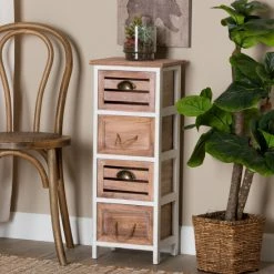 Wholesale ⌛ Baxton Studio Palta Modern & Contemporary 4-Drawer Wood Storage Unit-White/Oak Brown 🌟
