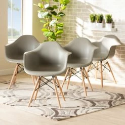 Cheapest 😉 Baxton Studio Galen Modern And Contemporary Plastic And Wood Dining Chair Set (4pc) Black ⌛