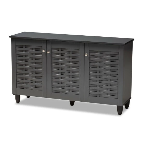 Best Sale 🤩 Baxton Studio Contemporary Dark Grey 12-pair 👟 Shoe Storage Cabinet 😍 - Image 2