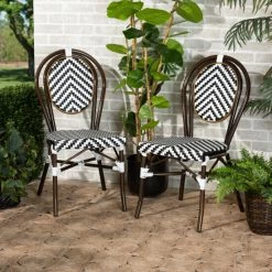 Hot Sale โค๏ธ Baxton Studio Alaire Classic French-styled Weaving Outdoor Dining Chair Set(2PC) โ