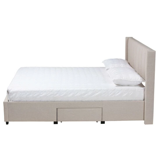 Best deal 🔔 Baxton Studio Coronado Mid-Century Modern & Transitional Fabric Storage Platform Bed With 3 Drawers Grey 🎁 - Image 3