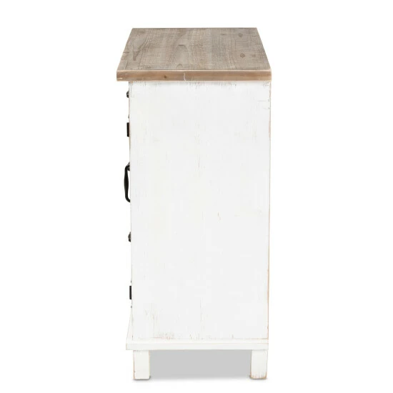 Hot Sale โจ Baxton Studio Faron Traditional Farmhouse White And OakWood 3-Drawer Storage Cabinet โ๏ธ - Image 5