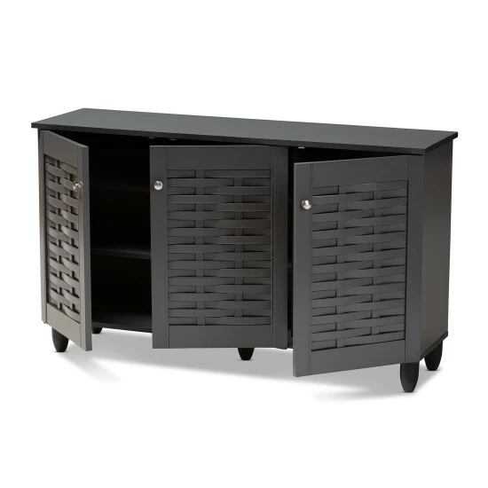 Best Sale 🤩 Baxton Studio Contemporary Dark Grey 12-pair 👟 Shoe Storage Cabinet 😍 - Image 3