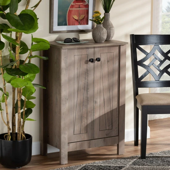 Best Sale ๐ Baxton Studio Derek Transitional Natural Oak Finished Wood 2-Door ๐ Shoe Cabinet ๐