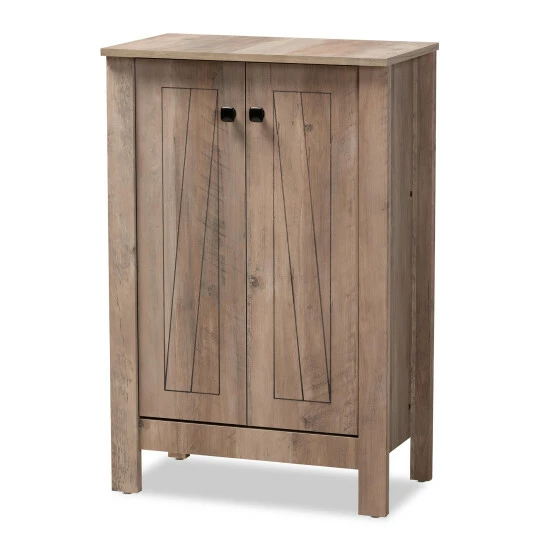 Best Sale ๐ Baxton Studio Derek Transitional Natural Oak Finished Wood 2-Door ๐ Shoe Cabinet ๐ - Image 2
