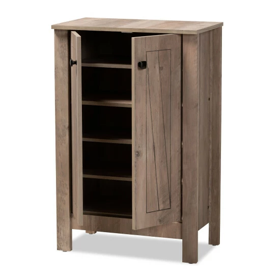 Best Sale ๐ Baxton Studio Derek Transitional Natural Oak Finished Wood 2-Door ๐ Shoe Cabinet ๐ - Image 3