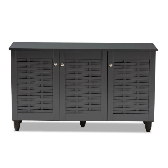 Best Sale 🤩 Baxton Studio Contemporary Dark Grey 12-pair 👟 Shoe Storage Cabinet 😍 - Image 4