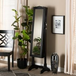 Best Pirce ❤️ Baxton Studio Madigan Modern & Contemporary Wood Jewelry Armoire With Mirror White 💯