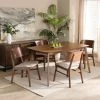 Coupon 😉 Baxton Studio Alston Mid-Century Modern Fabric And Wood Dining Set (5pcs) Beige ⭐