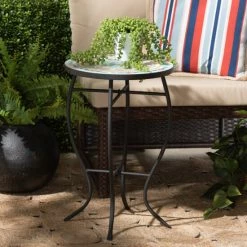 Wholesale 🎁 Baxton Studio Gaenor Contemporary Metal And Colored Ceramic Tile Plant Stand 😀