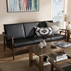 New 👏 Mid-Century Sofa By Baxton Studio Black 👏