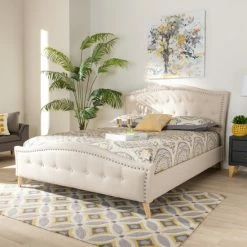 Deals ❤️ Baxton Studio Contemporary Fabric Platform Bed Charcoal 🌟
