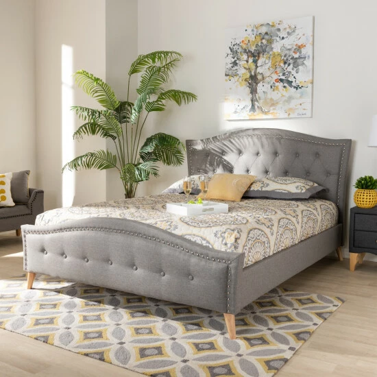 Deals โค๏ธ Baxton Studio Contemporary Fabric Platform Bed Charcoal ๐ - Image 3