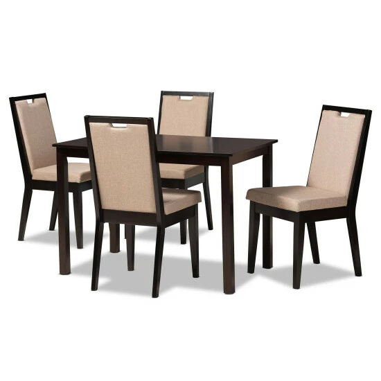 Coupon โ๏ธ Baxton Studio Rosa Modern And Contemporary Oak Wood Dining Set - Sand/Dark Brown ๐ - Image 2