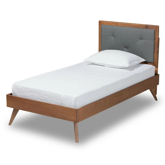 Flash Sale ๐ Baxton Studio Laima Mid-Century Modern Twin Size Wood Platform Bed Light Grey ๐คฉ - Image 2