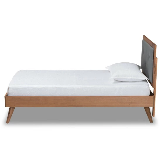 Flash Sale ๐ Baxton Studio Laima Mid-Century Modern Twin Size Wood Platform Bed Light Grey ๐คฉ - Image 3