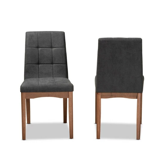 Outlet 🛒 Baxton Studio Tara Mid-Century Upholstered And Walnut Finished 2-PC Dining Chair Set Charcoal 😍 - Image 4