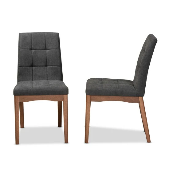 Outlet 🛒 Baxton Studio Tara Mid-Century Upholstered And Walnut Finished 2-PC Dining Chair Set Charcoal 😍 - Image 5