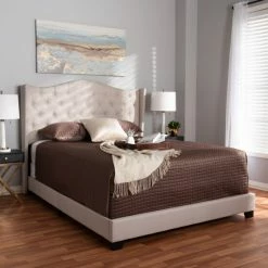 Coupon 😉 Contemporary Bed By Baxton Studio Beige 🧨
