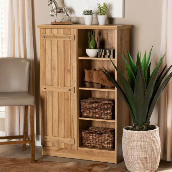 Best Sale ๐ Baxton Studio Eren Natural Oak Brown Finished Wood 1-Door ๐ Shoe Cabinet ๐งจ - Image 7