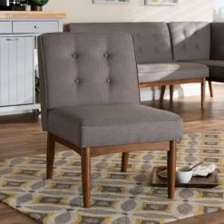 Best Pirce 🛒 Baxton Studio Mid-Century Gray Fabric Dining Chair 🥰