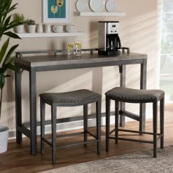 Best reviews of 👍 Baxton Studio Noll Modern And Contemporary Upholstered 3-Piece Counter Table Set ⌛