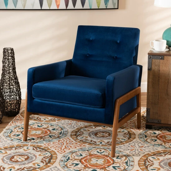 Best deal ๐ Baxton Studio Perris Mid-Century Modern Walnut Finished Wood Lounge Chair Tan ๐ - Image 2