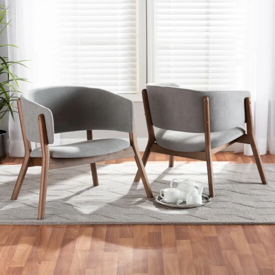 Brand new ๐ Baxton Studio Baron Mid-Century Modern 2-Piece Living Room Accent Chair Set Charcoal ๐ฅฐ - Image 2