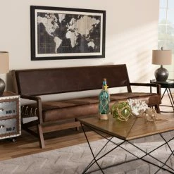 Best deal ❤️ Baxton Studio Rustic Brown Faux Leather Sofa ⭐