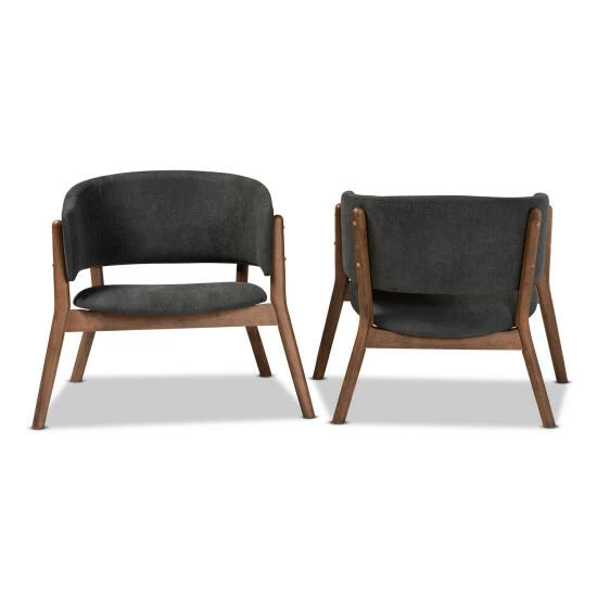 Brand new ๐ Baxton Studio Baron Mid-Century Modern 2-Piece Living Room Accent Chair Set Charcoal ๐ฅฐ - Image 4