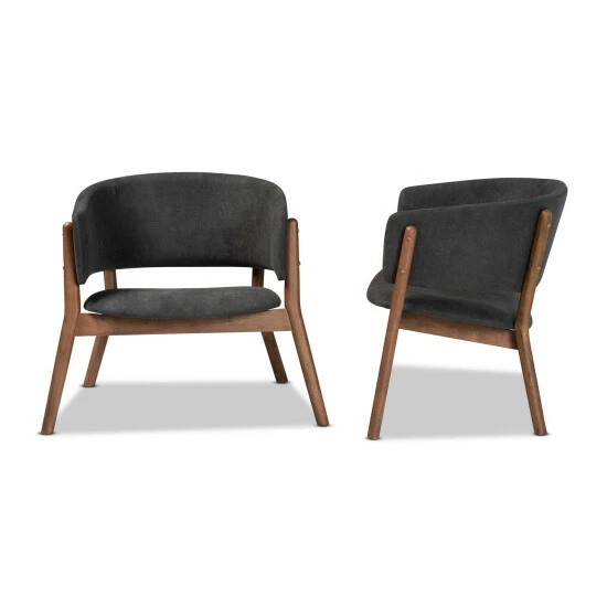 Brand new ๐ Baxton Studio Baron Mid-Century Modern 2-Piece Living Room Accent Chair Set Charcoal ๐ฅฐ - Image 5