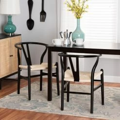 Promo โ Baxton Studio Paxton Modern Wood 2-Piece Dining Chair Set Black, Beige ๐