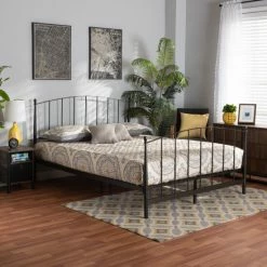 Best deal 🛒 Baxton Studio Lana Modern And Contemporary Black Finished Metal Platform Bed 💯