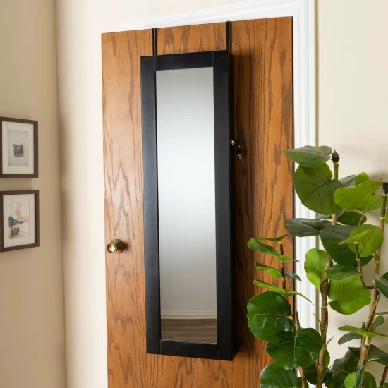 Outlet 🛒 Baxton Studio Richelle Modern Wood Hanging Jewelry Armoire With Mirror Black 😉