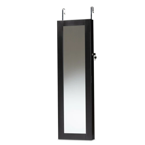 Outlet 🛒 Baxton Studio Richelle Modern Wood Hanging Jewelry Armoire With Mirror Black 😉 - Image 2