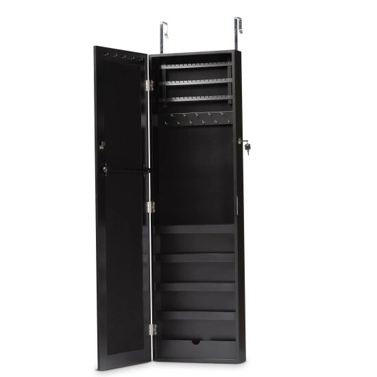 Outlet 🛒 Baxton Studio Richelle Modern Wood Hanging Jewelry Armoire With Mirror Black 😉 - Image 3