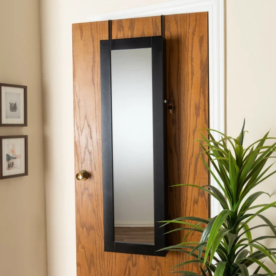 Outlet 🛒 Baxton Studio Richelle Modern Wood Hanging Jewelry Armoire With Mirror Black 😉 - Image 8