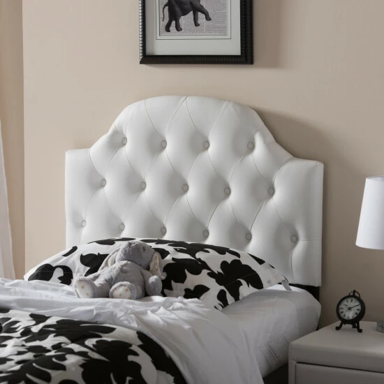 Deals ๐คฉ Baxton Studio Midas Modern And Contemporary Twin Size Faux Leather Upholstered Button-tufted Scalloped Headboard White ๐คฉ