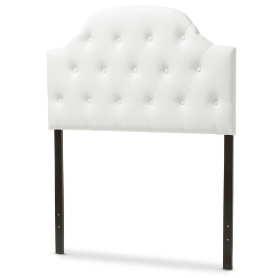 Deals ๐คฉ Baxton Studio Midas Modern And Contemporary Twin Size Faux Leather Upholstered Button-tufted Scalloped Headboard White ๐คฉ - Image 4