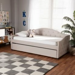 Top 10 😀 Baxton Studio Becker Modern And Contemporary Transitional Daybed With Trundle Beige 😉