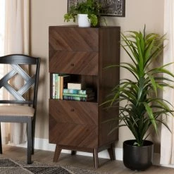 Deals 😉 Baxton Studio Hartman Mid-Century Modern Walnut Brown Finished Wood Storage Cabinet 🎁
